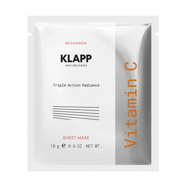 KLAPP Vitamin C Triple Action Radiance Sheet Mask skaistinanti veido kaukė su vitaminu C
