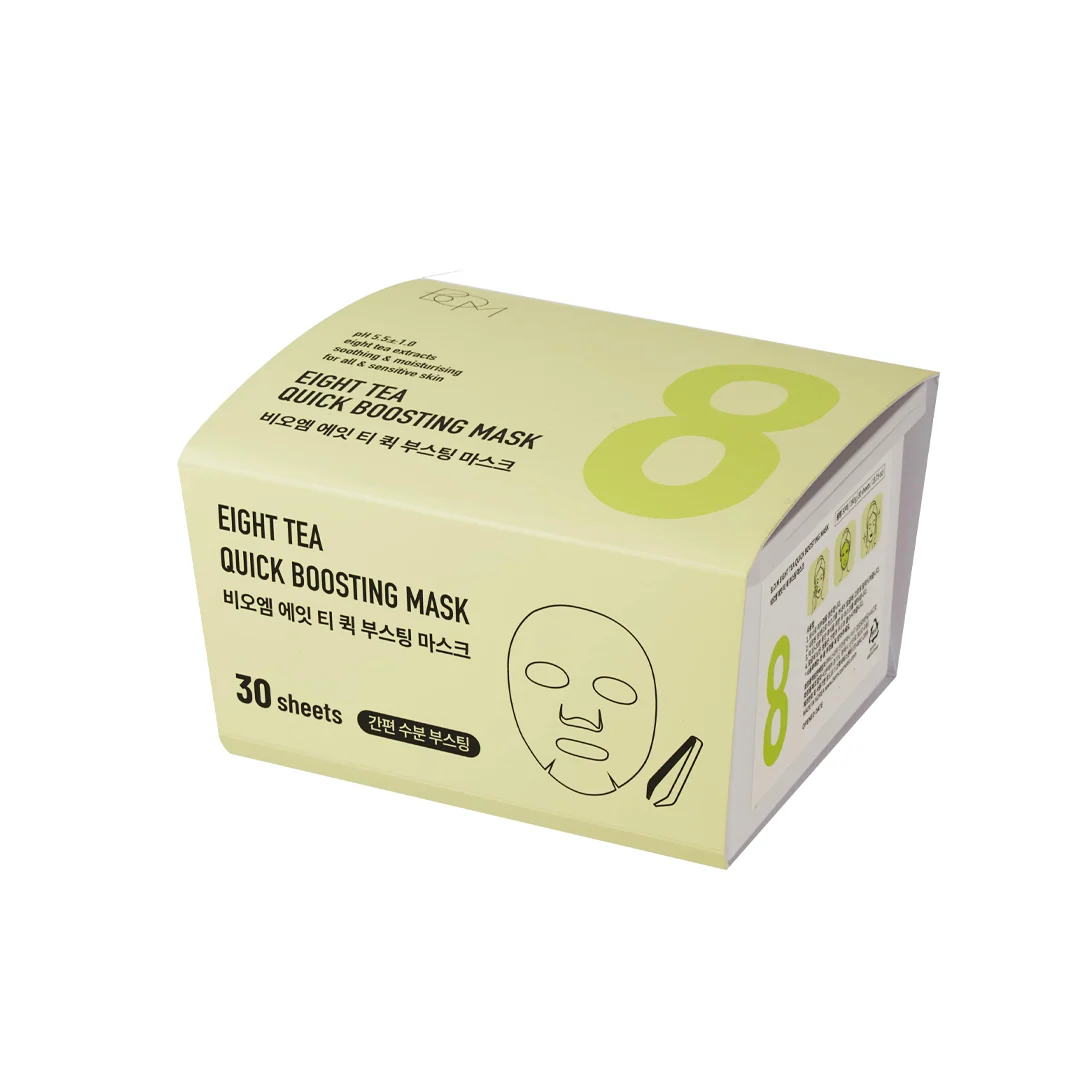 BOM Eight Tea Quick Boosting Mask lakštinės veido kaukės